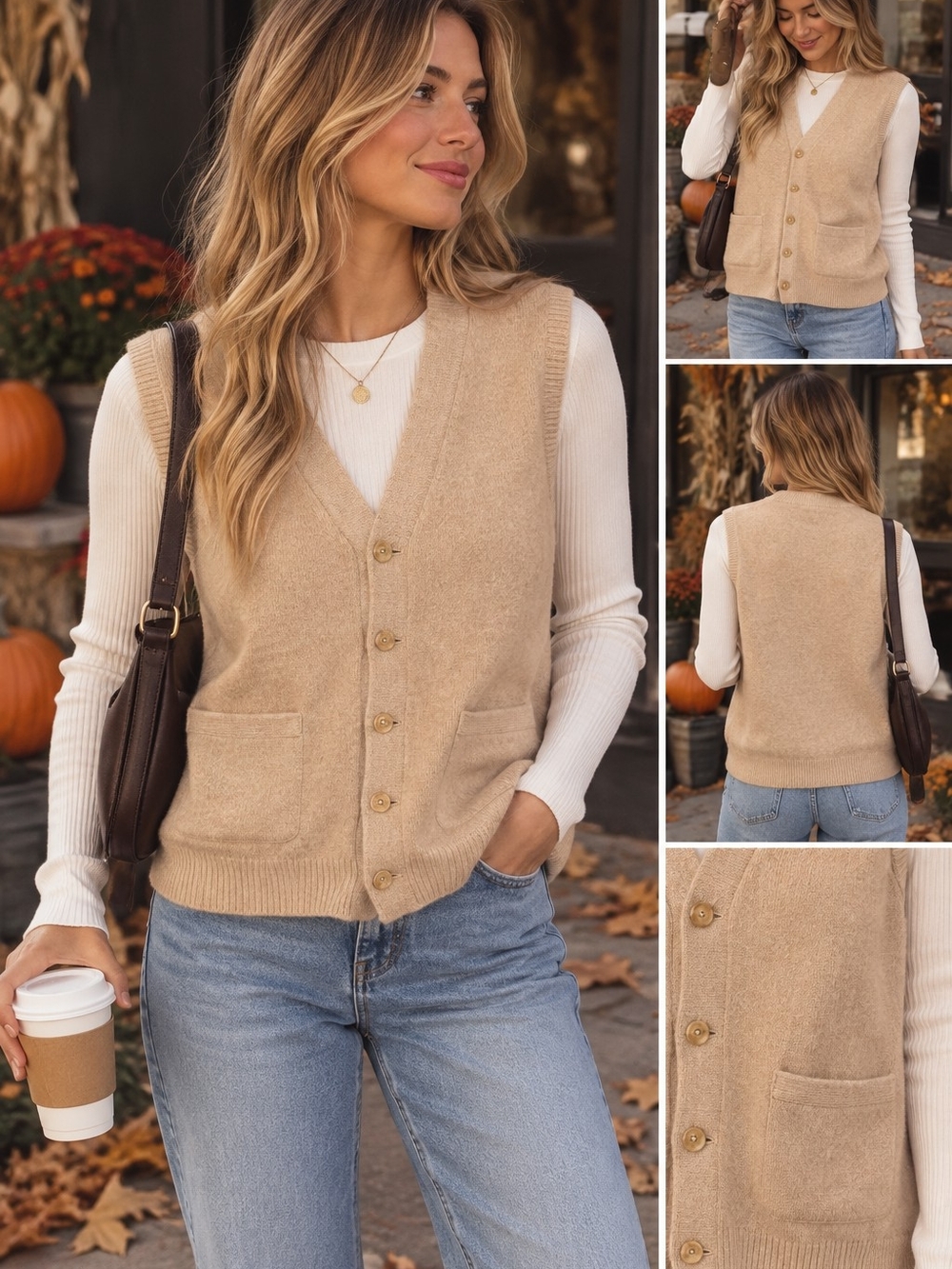 Unisex Snowflakes 100% Lambswool Button Front Sweater Vest – Size 44